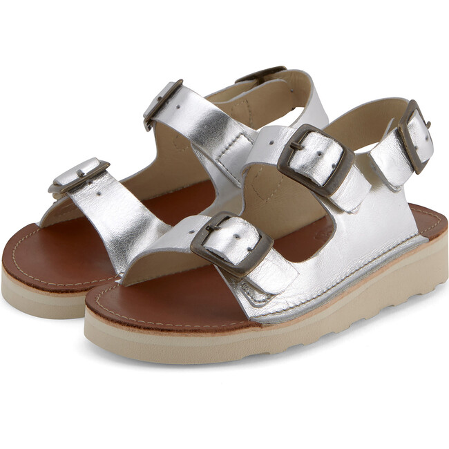Spike Sandal, Silver Leather