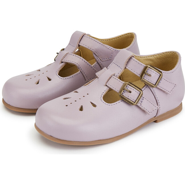 Lucy Velcro T-Bar Shoe, Lilac Leather