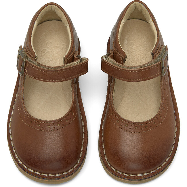 Martha Velcro Mary Jane Shoe, Tan Burnished Leather - Mary Janes - 3
