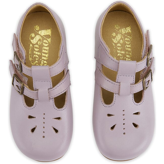 Lucy Velcro T-Bar Shoe, Lilac Leather - Mary Janes - 3