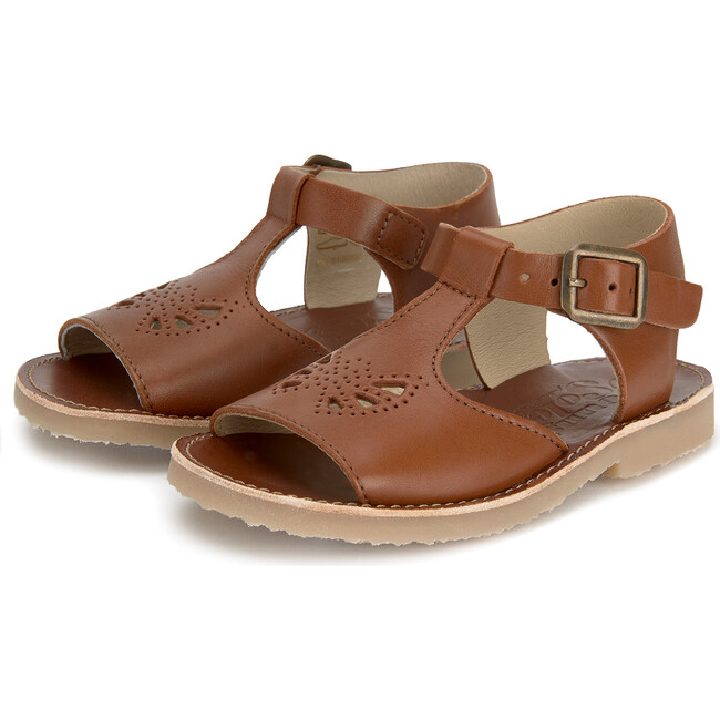 Belle T-Bar Sandal, Chestnut Brown Leather