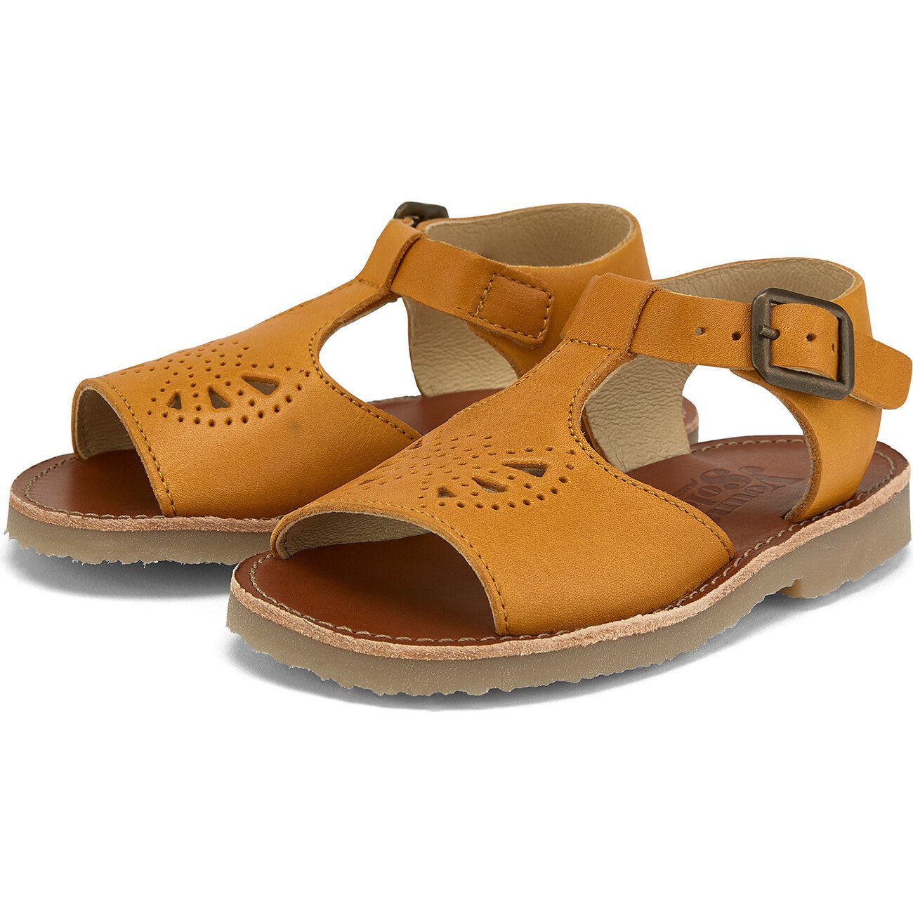 Belle T Bar Sandal Mustard Leather Young Soles Shoes Maisonette