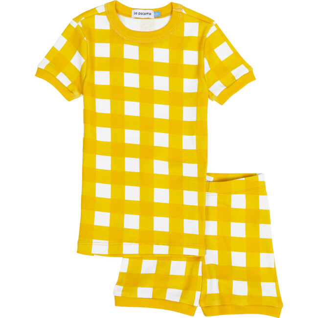 Short Set Pajamas, Golden Gingham