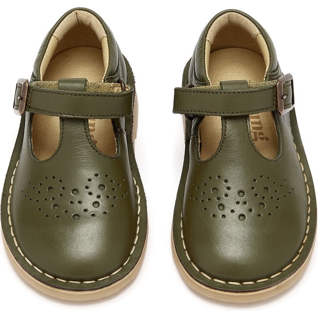 Penny Velcro T-Bar Shoe, Olive Leather - Mary Janes - 3