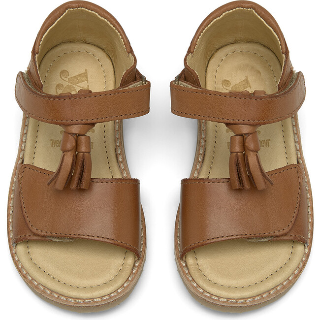 Flo Velcro Tassel Sandal, Tan Burnished Leather - Sandals - 3