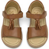 Flo Velcro Tassel Sandal, Tan Burnished Leather - Sandals - 3