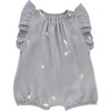 Gauze Bubble Romper with Print, Grey - Rompers - 1 - thumbnail