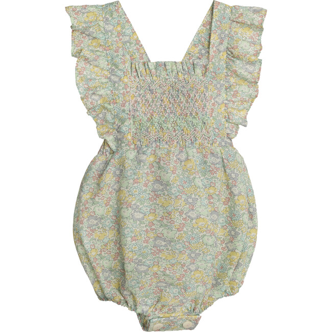 Lucy Romper, Green Liberty Florals