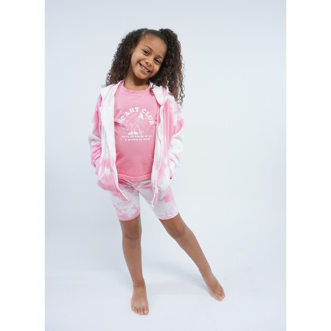 French Terry Zip Up Hoodie Sweatshirt, Pink Tie Dye - Sweatshirts - 3