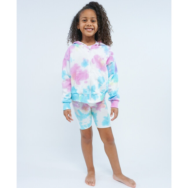 French Terry Zip Up Hoodie Sweatshirt, Rainbow Tie Dye - Sweatshirts - 4