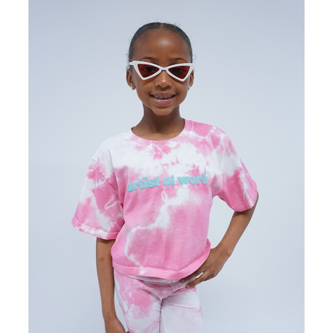Artist at Work Tie Dye Crop Tee, Pink - T-Shirts - 3