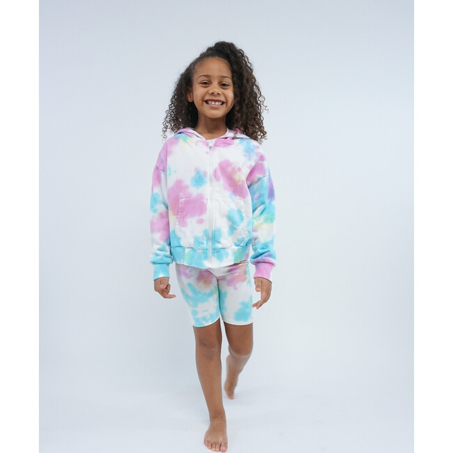 French Terry Zip Up Hoodie Sweatshirt, Rainbow Tie Dye - Sweatshirts - 6