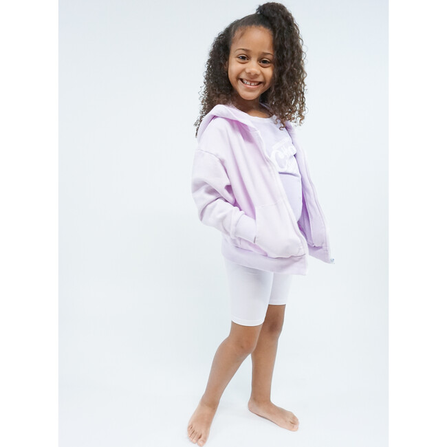 French Terry Zip Up Hoodie Sweatshirt, Lavender - Sweatshirts - 6