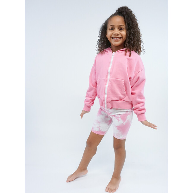 French Terry Zip Up Hoodie Sweatshirt, Vintage Hot Pink - Sweatshirts - 8