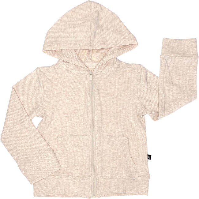 Bamboo  Zip Up Hoodie, Oatmeal - Sweatshirts - 1