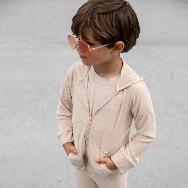 Bamboo  Zip Up Hoodie, Oatmeal - Sweatshirts - 6