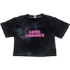 Game Changer Tie Dye Crop Tee, Black Tie Dye - T-Shirts - 1 - thumbnail