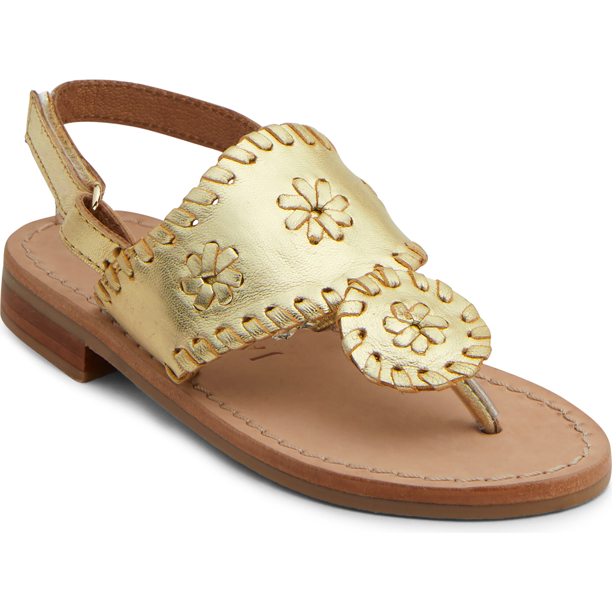 Toddler Jacks Flat, Gold & Gold - Sandals - 1