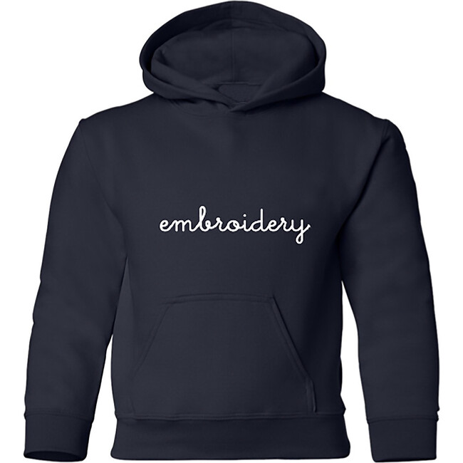 Personalized Large Embroidery Baby Pullover Fleece Hoodie, Navy