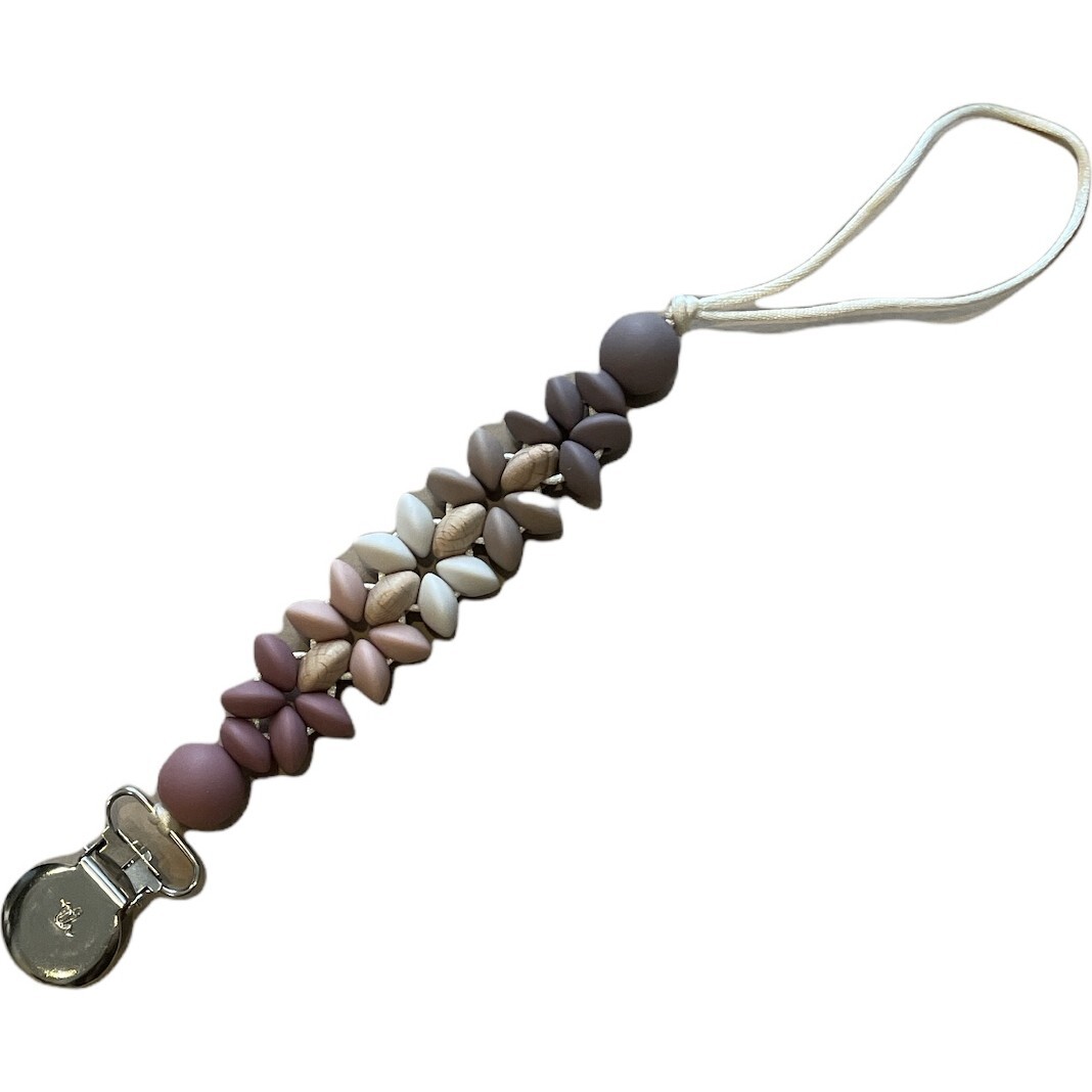 Petite Mila Pacifier & Toy Clip, Mauve - Pacifiers - 1