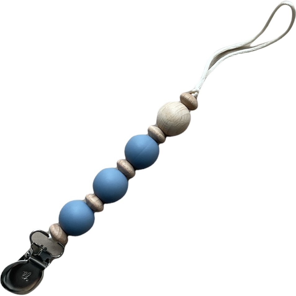Petite Calista Pacifier & Toy Clip, Slate - Pacifiers - 1