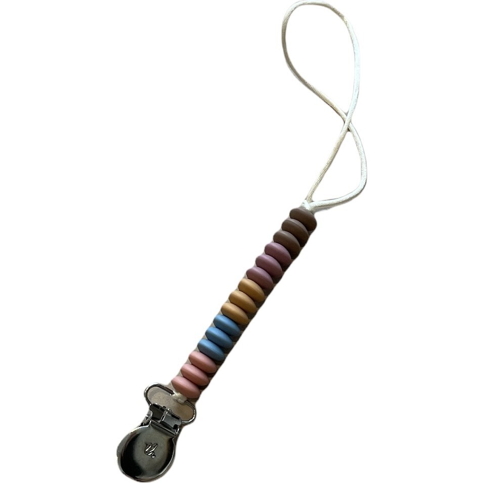 Petite Ezra Pacifier & Toy Clip, Java - Pacifiers - 1