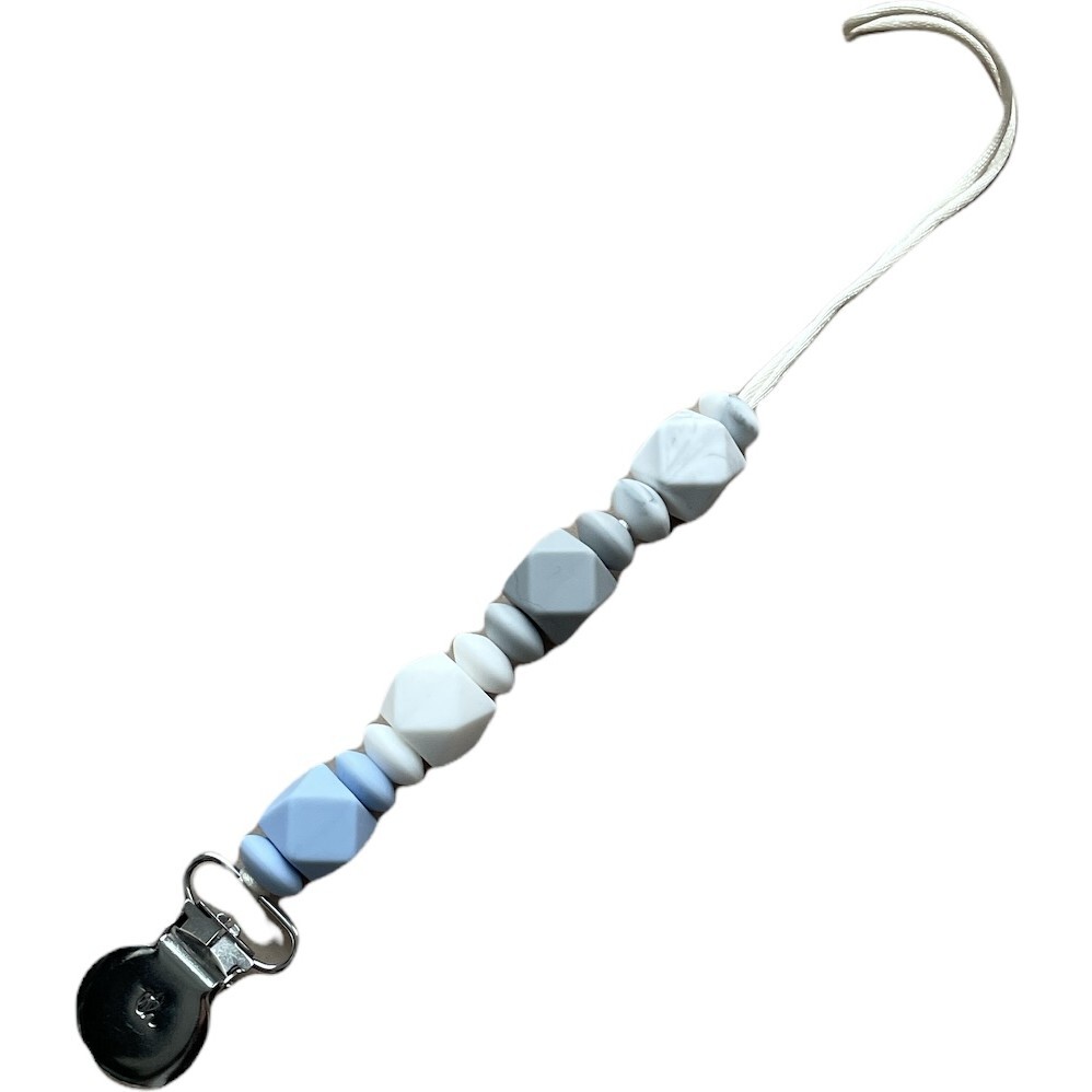 Petite Jewel Pacifier & Toy Clip, Light Grey - Pacifiers - 1