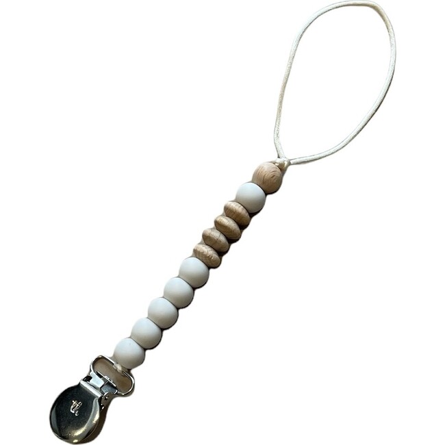 Petite Crew Pacifier & Toy Clip, White Sand