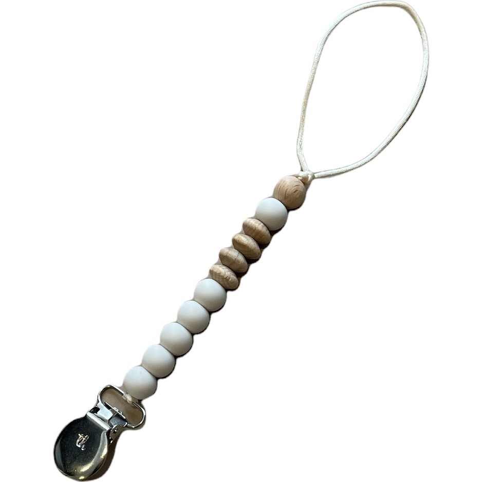 Petite Crew Pacifier & Toy Clip, White Sand - Pacifiers - 1
