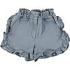 Striped Denim Frills Shorts, Blue - Shorts - 1 - thumbnail