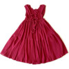 Girls Tie Dress, Pomegranate - Dresses - 1 - thumbnail