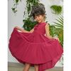 Girls Tie Dress, Pomegranate - Dresses - 2