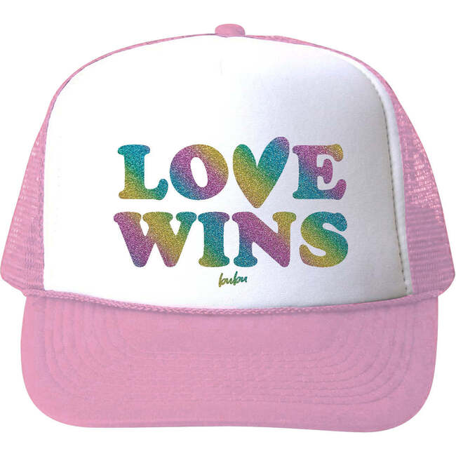Love Wins Trucker Hat, Rainbow Sparkle - Hats - 1