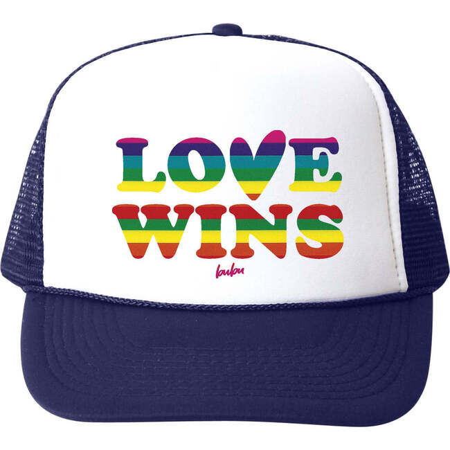 Love Wins Trucker Hat, Rainbow Stripe - Hats - 1