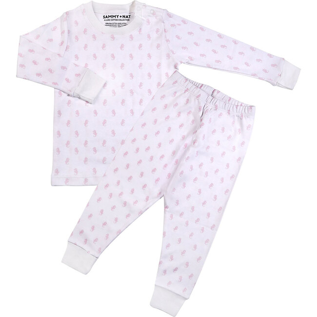 Tiny Seahorse Pajama Set in Pink - Pajamas - 1