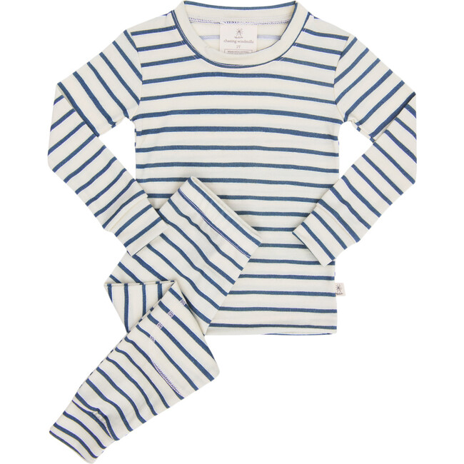 Merino Wool Long Johns, Orion Blue Stripe - Loungewear - 1
