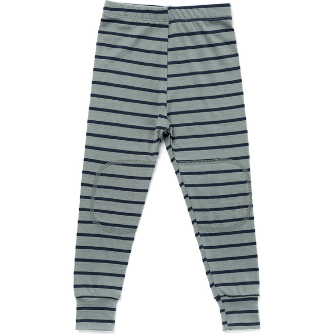 Merino Wool Long Johns, Agave with Navy Stripe - Loungewear - 3