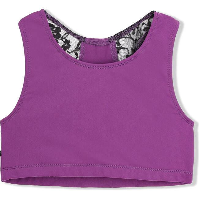 Imperial Purple Bra Top With Black Lace Racer Back Detail, Purple - Bra - 1