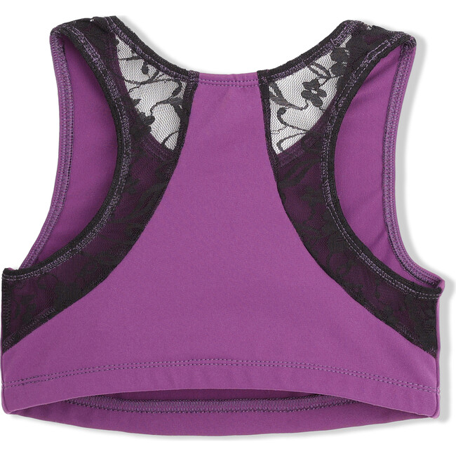 Imperial Purple Bra Top With Black Lace Racer Back Detail, Purple - Bra - 2