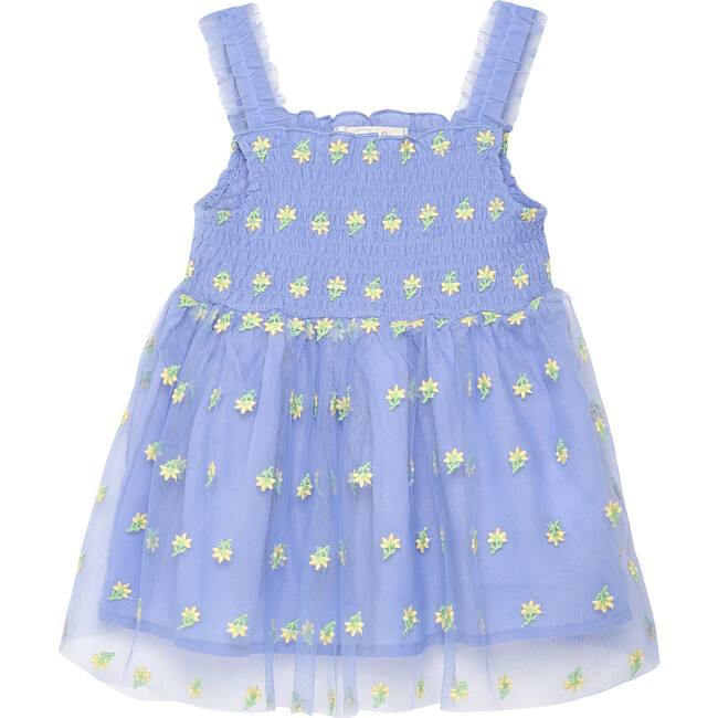 Floral Schiffli Dress, Purple - Dresses - 1