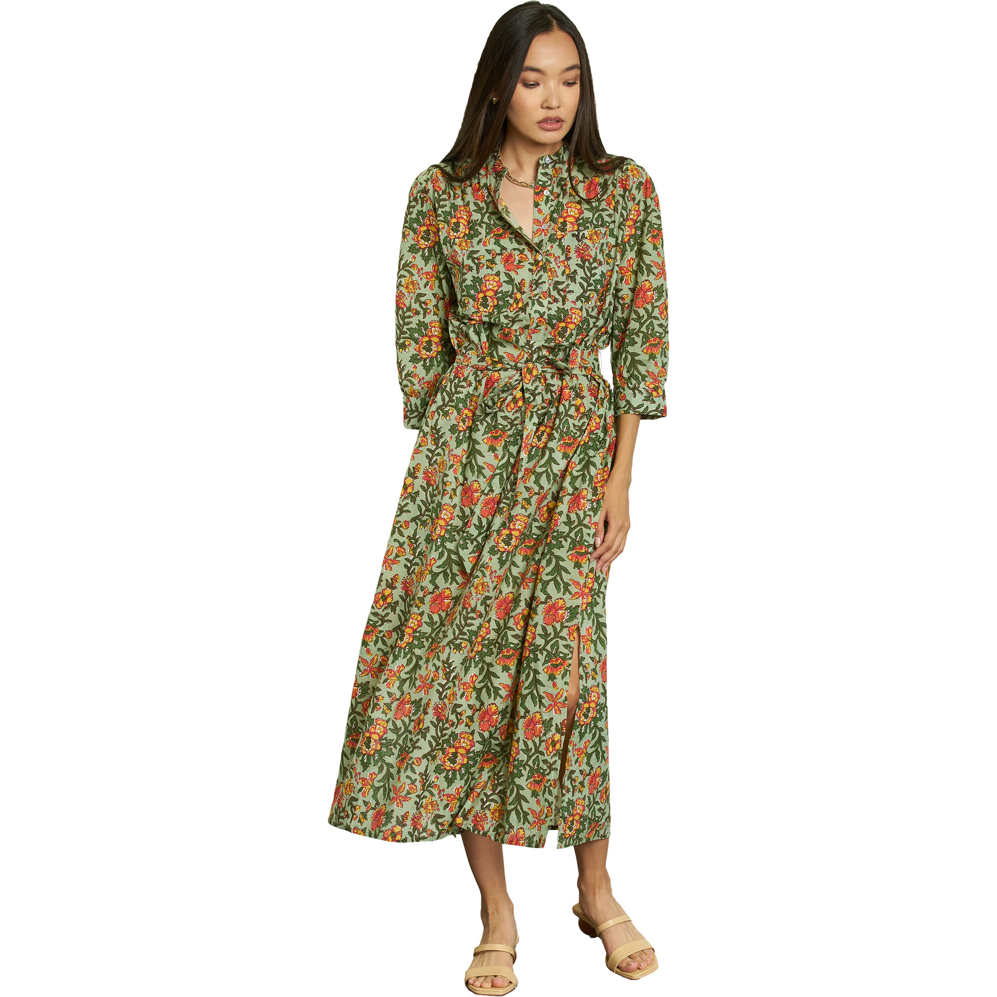 green emerald velvet dress STAUD CASSIE DRESS GARDEN GREEN