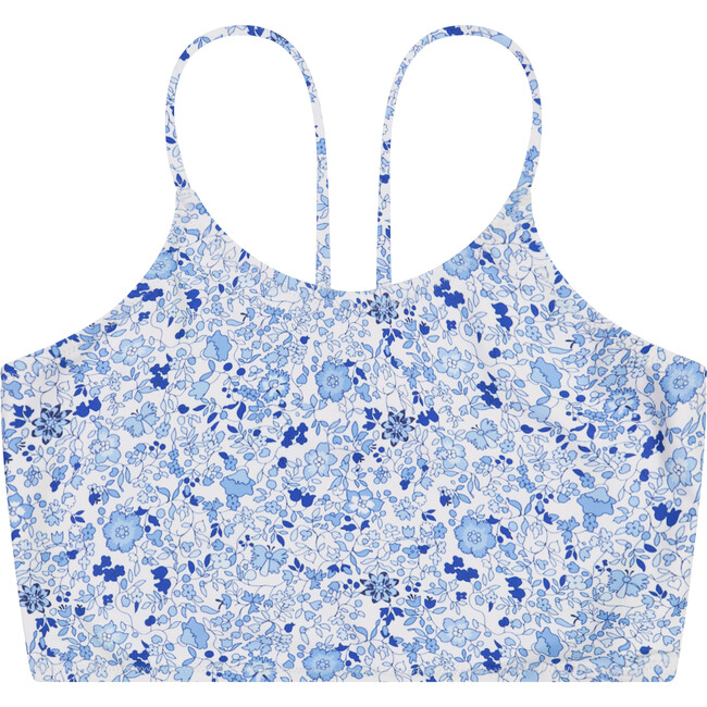 Blue Floral Ruched Bikini Set, Print