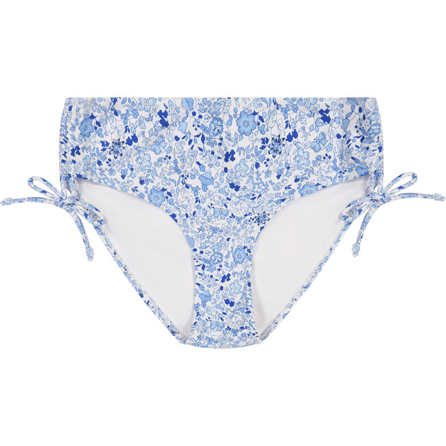 Blue Floral Ruched Bikini Set, Print