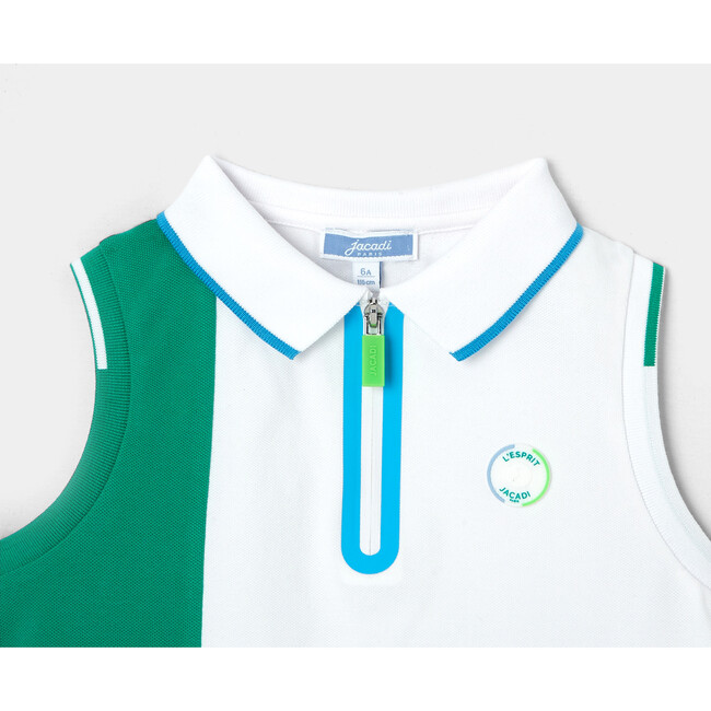 Amanuel Polo, White and Green - Polo Shirts - 3