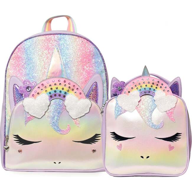 Miss Gwen Glitter Large Backpack And Lunch Bag Set, Lavender