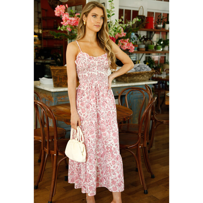 Women's Willow Midi, Hot Pink and White