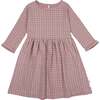 Grid Dress 3/4 Sleeve, Pink - Dresses - 1 - thumbnail