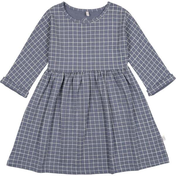 Grid Dress 3/4 Sleeve, Slate - Pouf Dresses | Maisonette