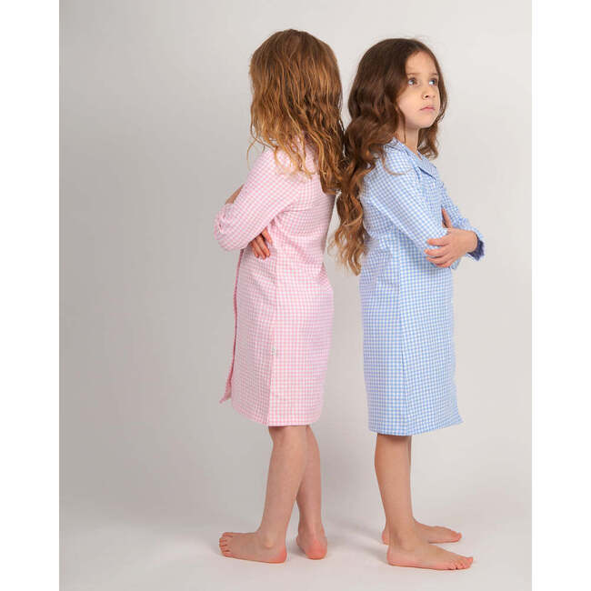 Gingham Nightshirt, Blue - Nightgowns - 4