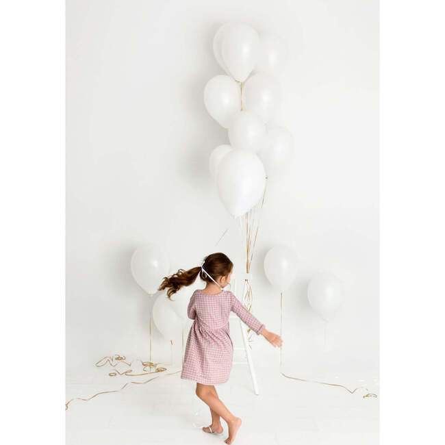 Grid Dress 3/4 Sleeve, Pink - Dresses - 3